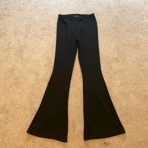 Nasty Gal High Waisted Ribbed Flared Pants Black